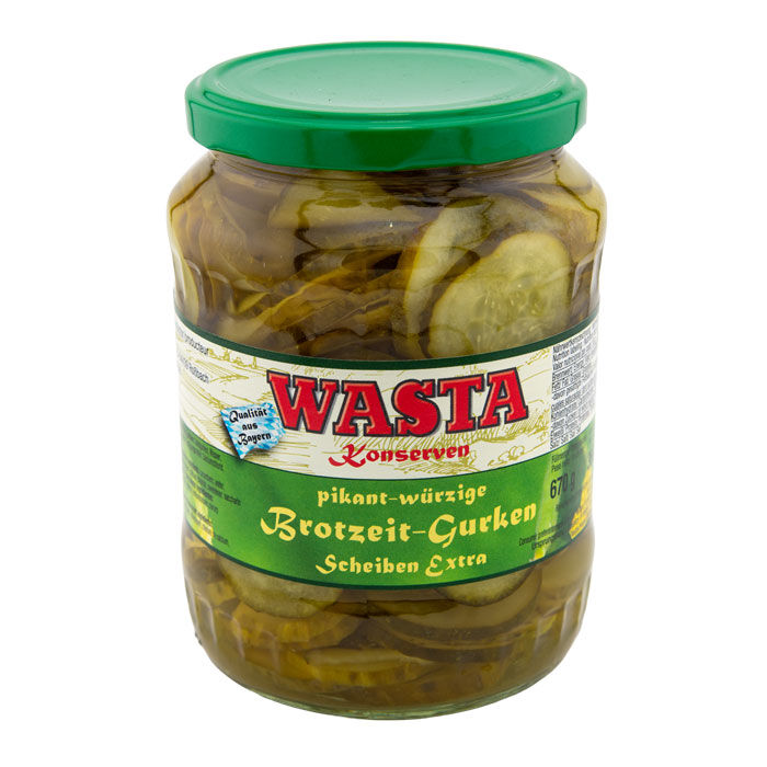 Brotzeit-Gurken Scheiben pikant-würzig im Glas 720ml von WASTA