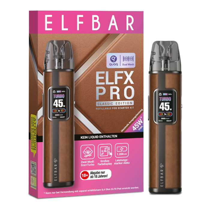 E-Zigaretten Set ELFBAR Elfx Pro CE 1200mAh Classic cowboy brown (braun)