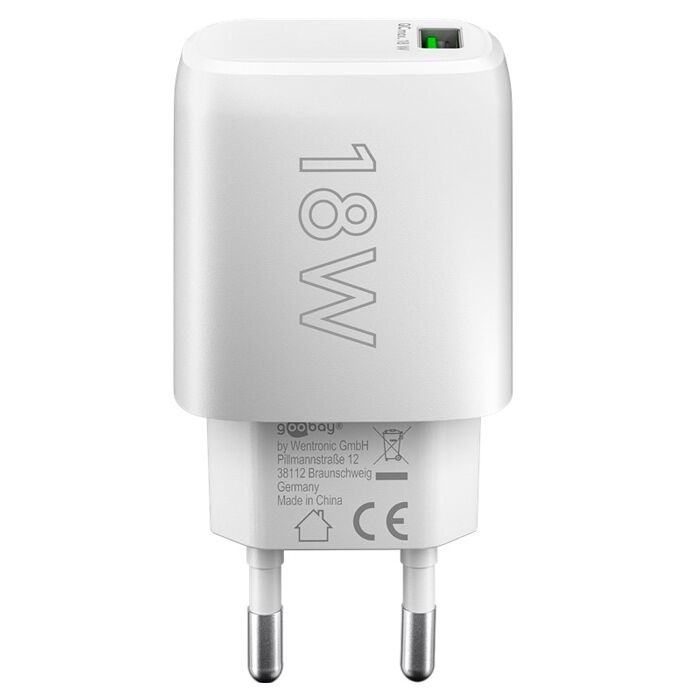 Ladegerät Goobay weiss Steckdose auf 1x USB 3A (18W)